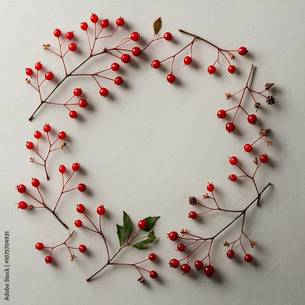 Elegant Christmas Frame Mockup with Red Berries