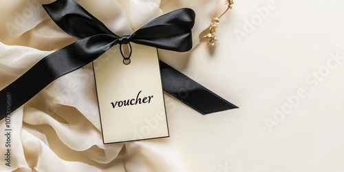 This elegantly designed gift card, with a sophisticated black ribbon, is perfect for promotions, discounts, and special occasions, aiming to create memorable experiences that last a lifetime photo