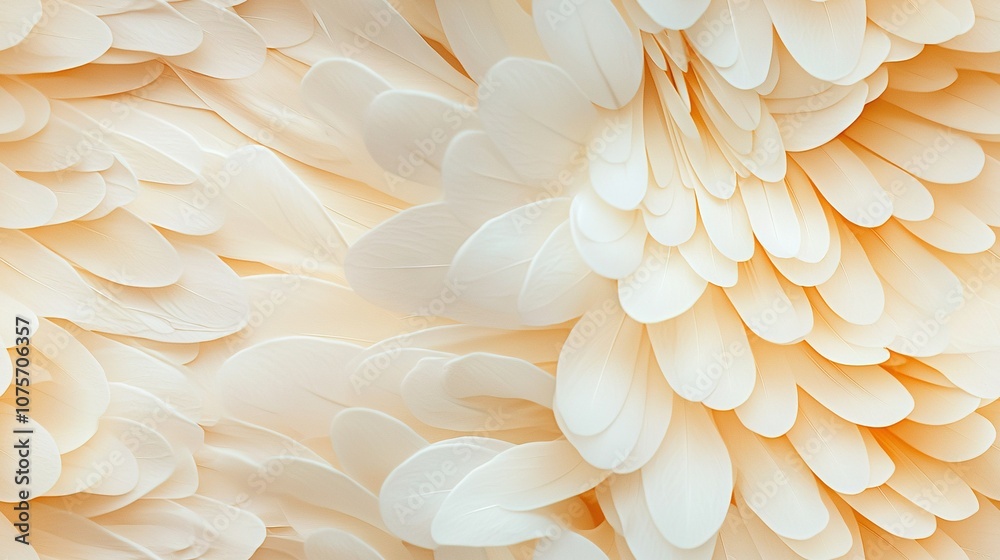 A close-up of a large white flower with numerous white and light orange petals is shown in the image A close-up of a large white flower with numerous white and light orange petals is shown in the image