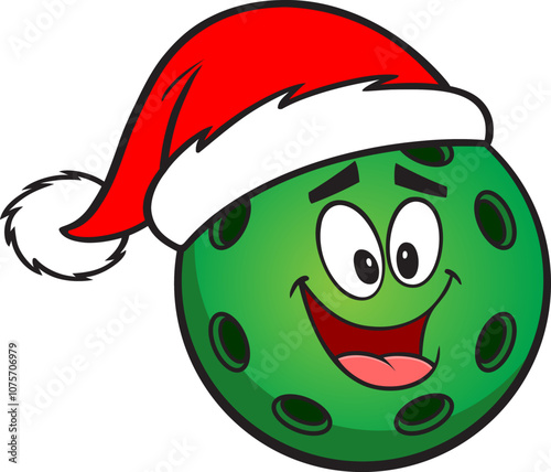 Pickleball Green Ball with Santa Hat
