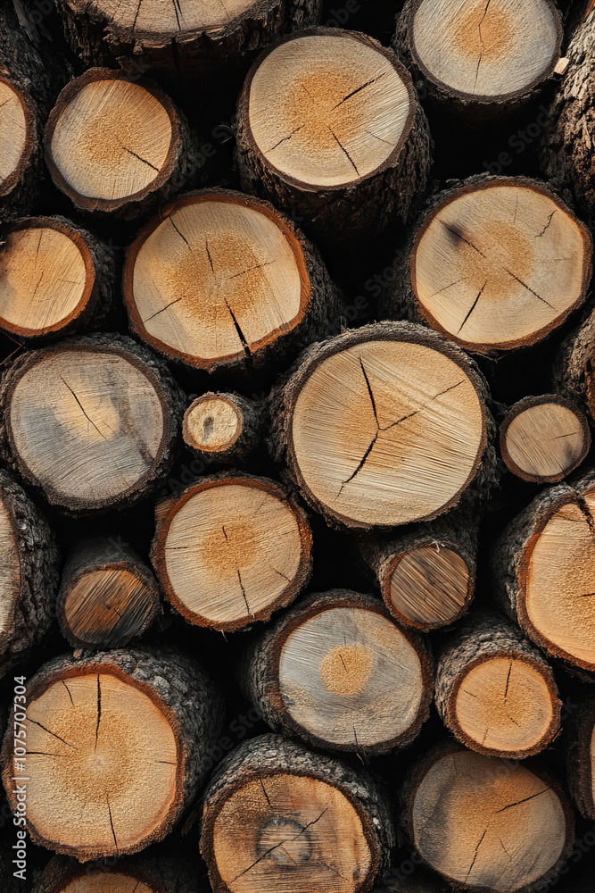 Close-Up of Rustic Wooden Logs Stacked Together, Showcasing Natural Texture, Circular Growth Rings, and Organic Warmth for Environmental Decor, Carpentry Themes, and Background Use Close-Up of Rustic Wooden Logs Stacked Together, Showcasing Natural Texture, Circular Growth Rings, and Organic Warmth for Environmental Decor, Carpentry Themes, and Background Use