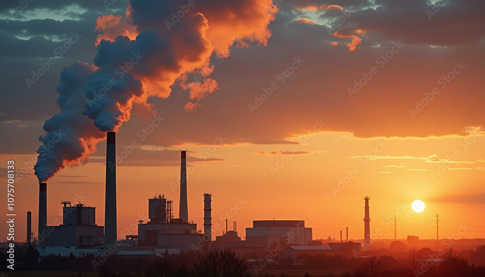 Dramatic Scene Of Smoke Rising From A Factory Dramatic Scene Of Smoke Rising From A Factory
