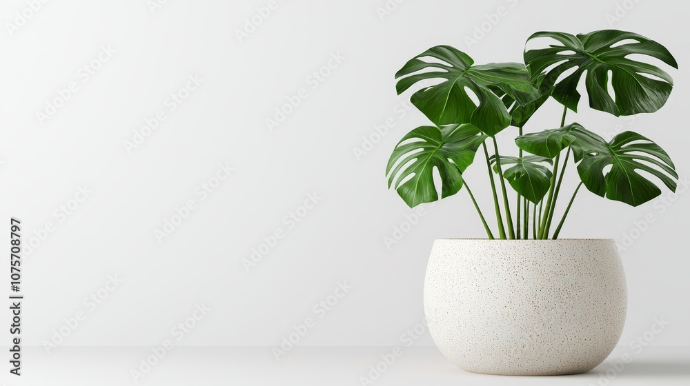 Massive monstera plant in a ceramic pot, isolated on a seamless white backdrop, ultra-detailed texture on leaves and pot, studio lighting, clipping path Massive monstera plant in a ceramic pot, isolated on a seamless white backdrop, ultra-detailed texture on leaves and pot, studio lighting, clipping path