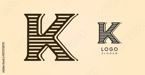 Vintage western letter K, country stylish old lettermark for retro bar logo, BBQ cafe, tattoo salon, saloon plaque, alcohol label. Vector illustration