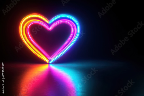 Glowing Neon Heart with Motion Blur