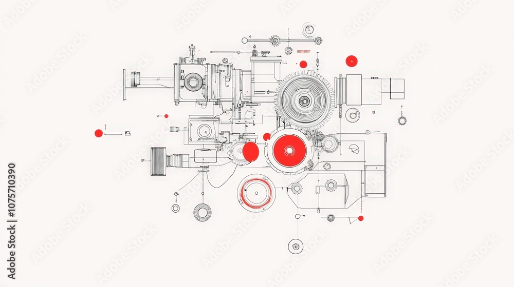Abstract Illustration of Mechanical Components with Circles and Geometric Shapes in a Minimalist Style for Technical and Engineering Backgrounds Abstract Illustration of Mechanical Components with Circles and Geometric Shapes in a Minimalist Style for Technical and Engineering Backgrounds