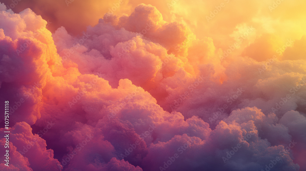 Fototapeta premium Background of a Vibrant sunset clouds with golden hues and radiant light