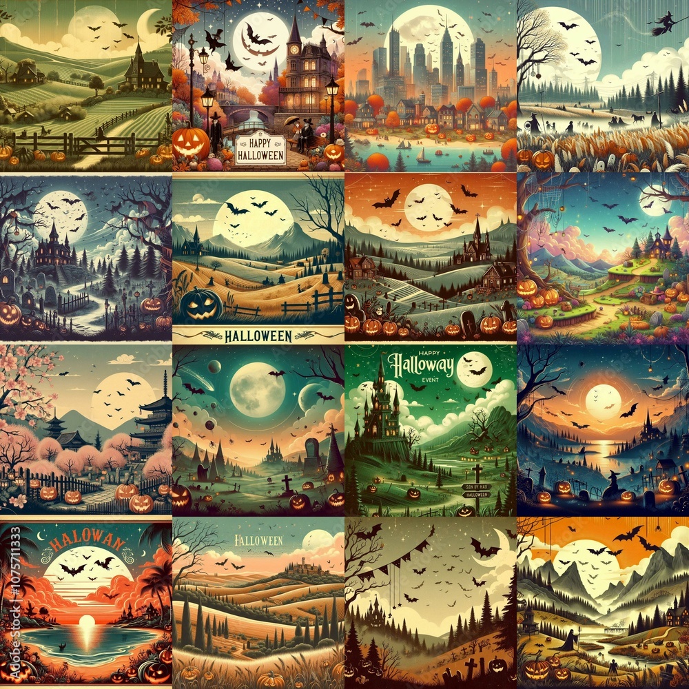 Obraz premium Halloween landscape. AI generated illustration