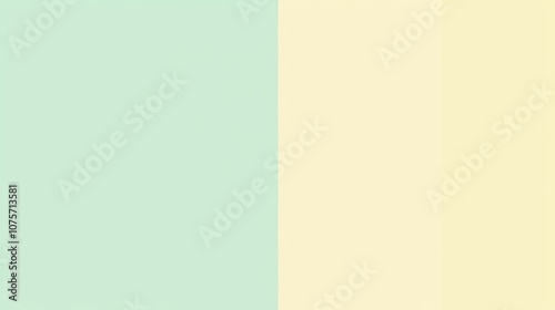 Minimalist background featuring a split screen with pastel green and yellow colors, creating a soothing and visually appealing two-tone effect photo