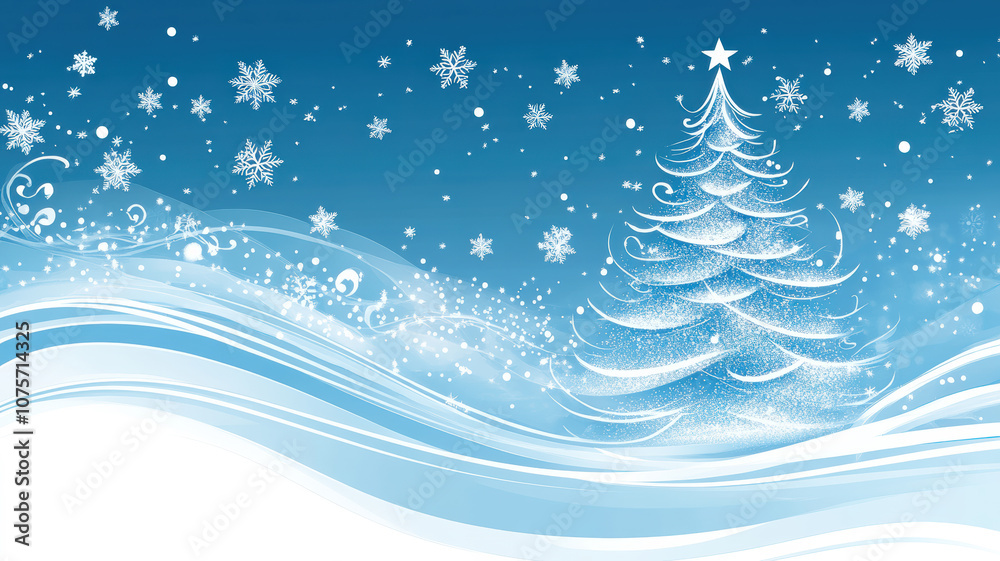 Christmas tree illustration with light trails Christmas tree illustration with light trails