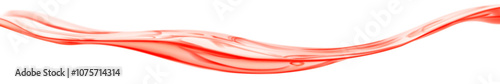 Long translucent water wave in red colors, isolated on white background. Transparency only in vector file