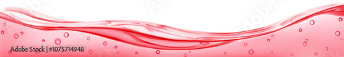 Long translucent water wave with air bubbles, in red colors, isolated on white background. Transparency only in vector file