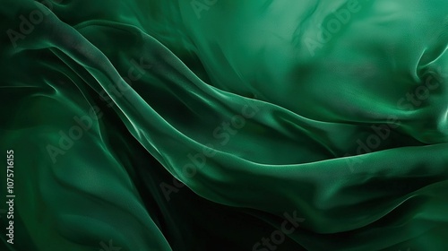   A close-up of a green fabric with a considerable amount of fabric both above and below it