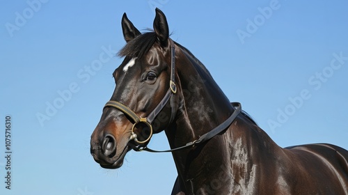 Portraits of horses of different breeds