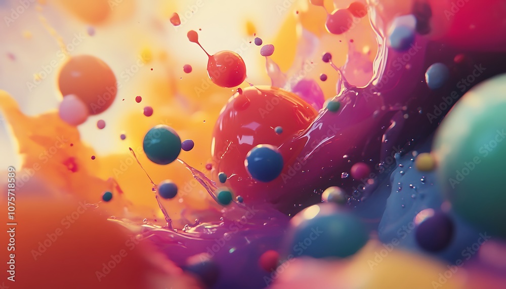 Abstract Colorful Liquid Splashes and Spheres Abstract Colorful Liquid Splashes and Spheres