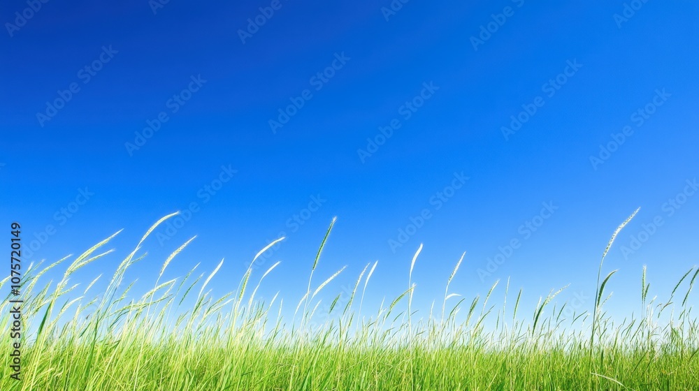 Lush Green Grass Against a Clear Blue Sky Creating a Serene and Tranquil Landscape for Nature Lovers and Outdoor Enthusiasts to Enjoy Lush Green Grass Against a Clear Blue Sky Creating a Serene and Tranquil Landscape for Nature Lovers and Outdoor Enthusiasts to Enjoy