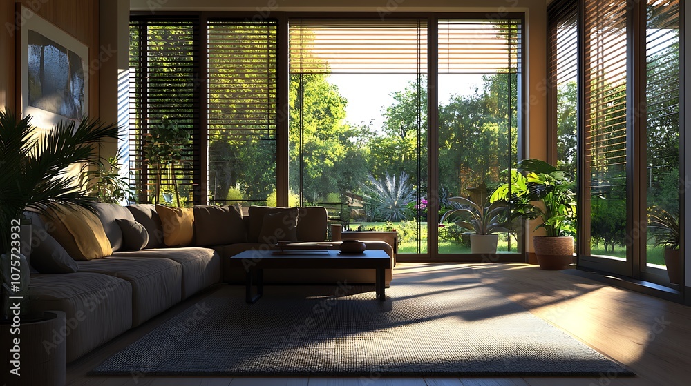 Stylish modern home interior with plush comfortable sofa seating picture Stylish modern home interior with plush comfortable sofa seating picture