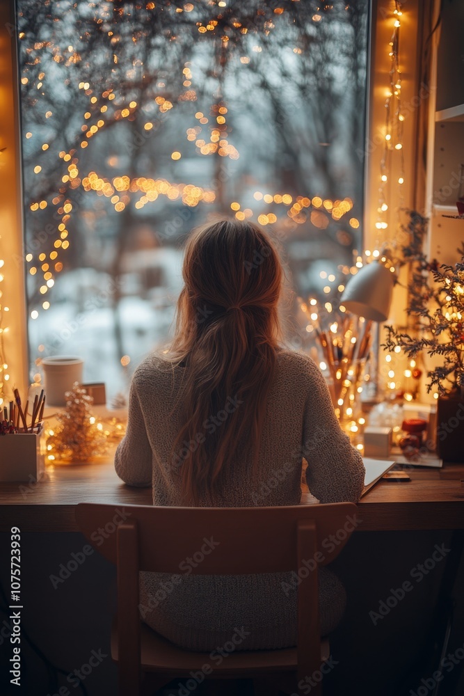 Woman_sitting_at_a_desk_with_festive_holiday_lights__studying_working_2 Woman_sitting_at_a_desk_with_festive_holiday_lights__studying_working_2