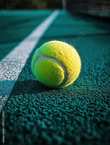 Tennis ball on the court photo