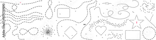 Collection of Ant Trails in Various Shapes. Insect Path Vector Illustration on White Background. illustration in flat simple style.