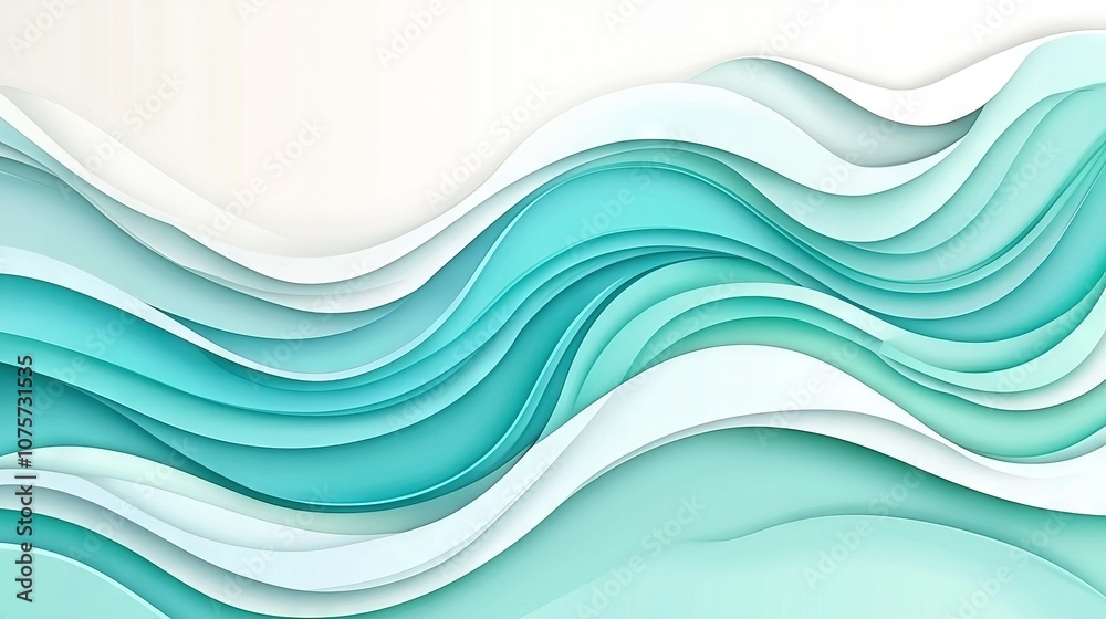 Fototapeta premium A blue and white wavy background with a white background and a light blue wave on the right side of the image