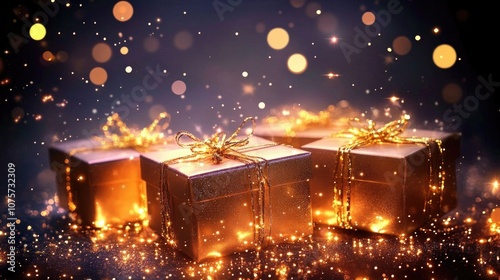 Festive gift boxes and bokeh lights celebrating the joy of holiday gifting