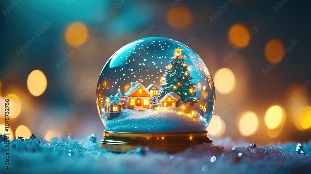 Enchanting christmas snow globe with village scene and candlelit glow for holiday decor
