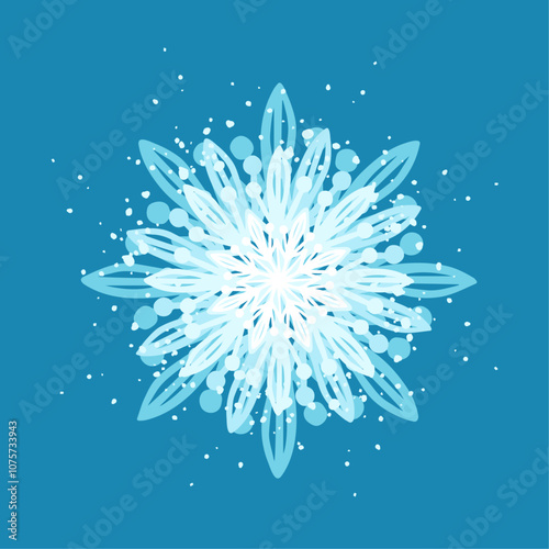 Decorative blue snowflake,festive elements for christmas,new year.Vector graphics.
