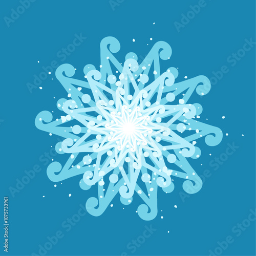 Decorative blue snowflake,festive elements for christmas,new year.Vector graphics.