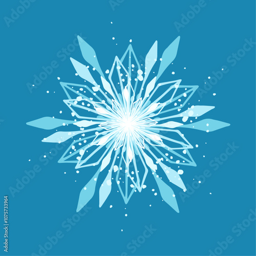 Decorative blue snowflake,festive elements for christmas,new year.Vector graphics.