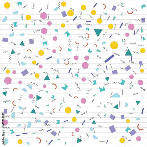 Retro abstract geometric background with grid line. Vector illustration for hipsters Memphis style.