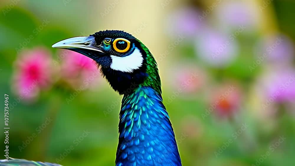 A vibrant peacock displaying its colorful feathers in a natural setting. A vibrant peacock displaying its colorful feathers in a natural setting.