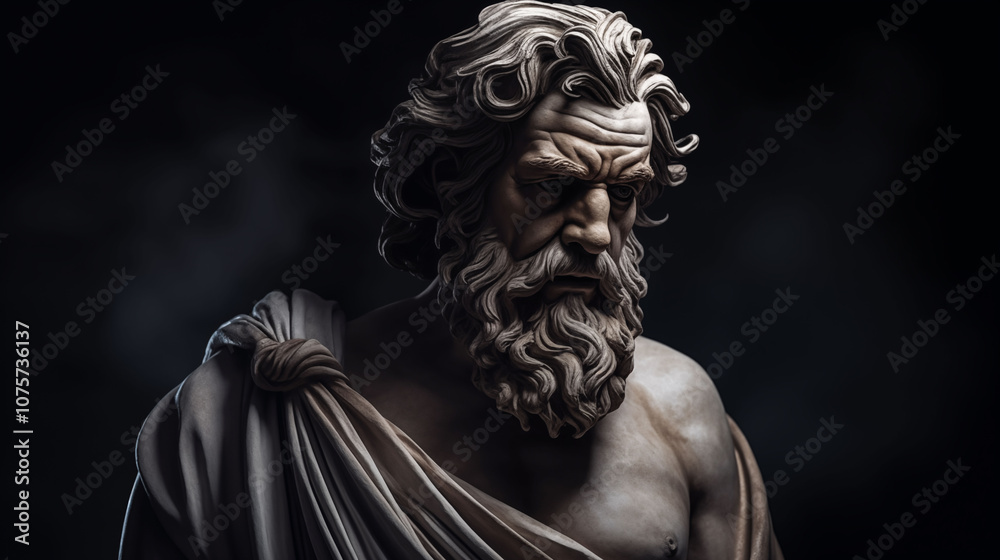 Bust of an Ancient Greek Philosopher in Dim Lighting Bust of an Ancient Greek Philosopher in Dim Lighting