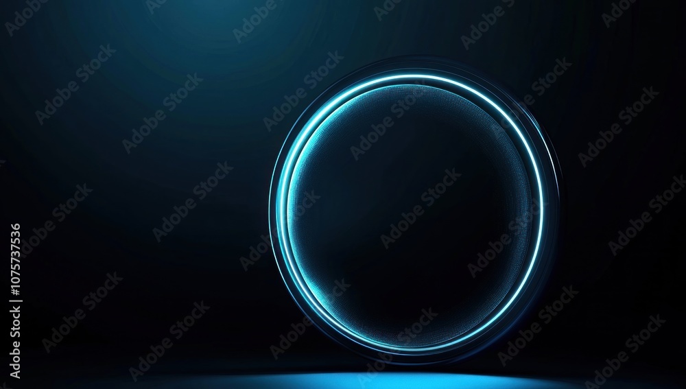 Abstract Neon Circle with Blue Glowing Light Abstract Neon Circle with Blue Glowing Light