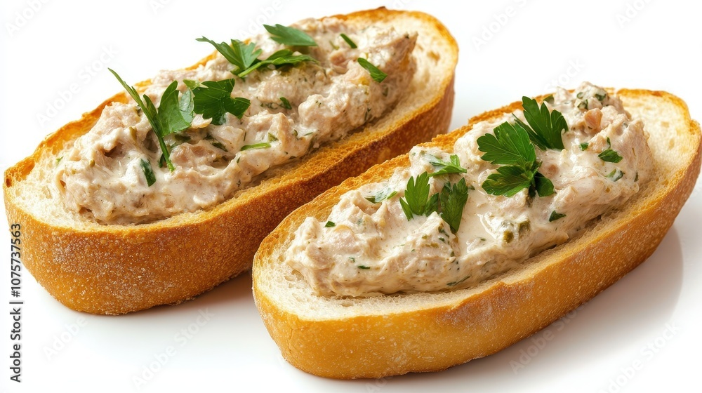 Two slices of bread with tuna salad. Perfect for a website or blog post about sandwiches or healthy food. Two slices of bread with tuna salad. Perfect for a website or blog post about sandwiches or healthy food.
