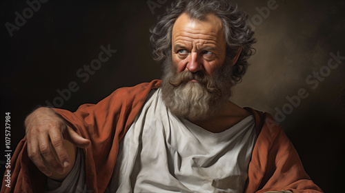 Portrait of Diogenes, the Ancient Greek Philosopher, in Traditional Attire