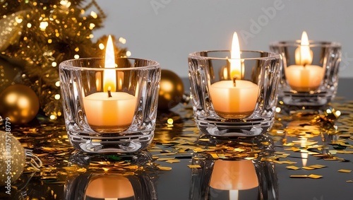 Festive Candle Arrangement with Decorations