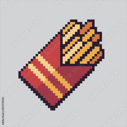 Pixel art illustration French Fries. Pixelated Fast Food. French Fries Fast Junk Food Icon pixelated for the pixel art game and icon for website and video game. old school retro.
