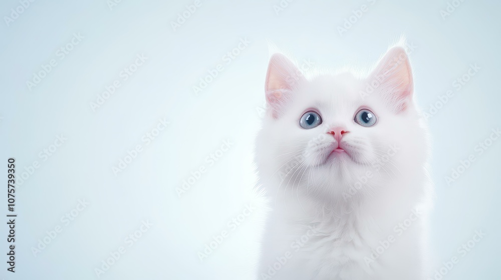 Captivating closeup of an elegant white cat showcasing fur, perfect for pet lovers and photography fans alike. Captivating closeup of an elegant white cat showcasing fur, perfect for pet lovers and photography fans alike.