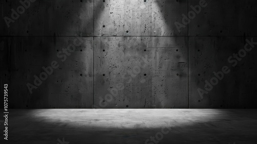 Obraz na płótnie A moody, dark concrete wall and floor create a rustic backdrop, perfect for modern design or artistic projects. w salonie