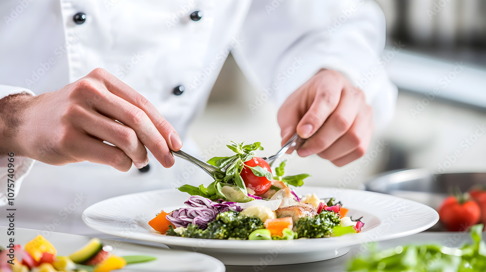 Cuore e Arte della Cucina: Il Cuoco Disegna un Capolavoro di Sapori su Piatti Perfetti Cuore e Arte della Cucina: Il Cuoco Disegna un Capolavoro di Sapori su Piatti Perfetti