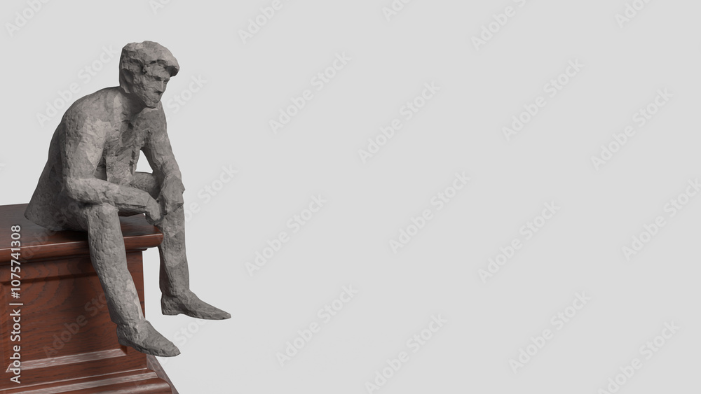 The Business man siting on wood podium for Thinking concept 3d rendering.. The Business man siting on wood podium for Thinking concept 3d rendering..