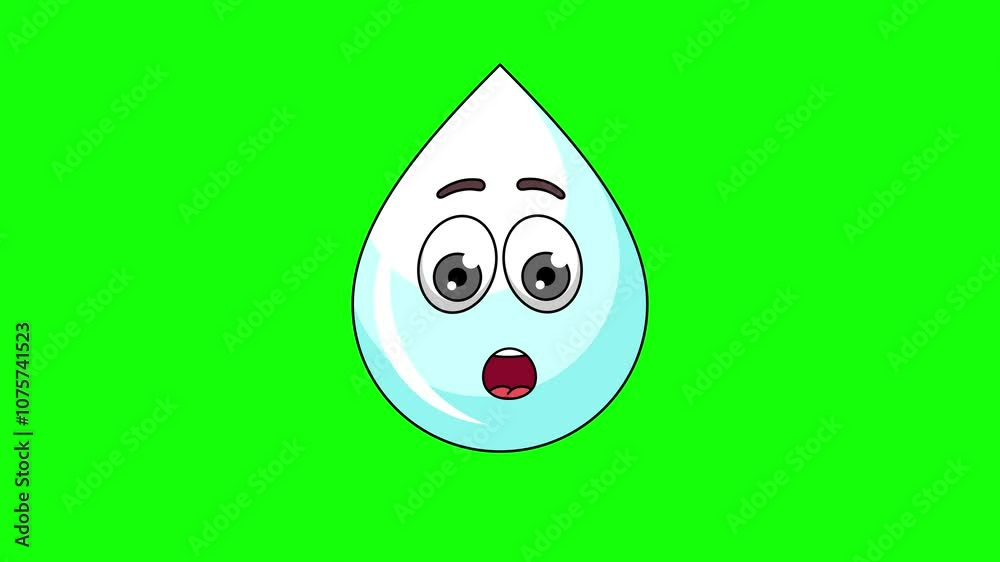 Amazed face emoticon of milk drop character animation Amazed face emoticon of milk drop character animation