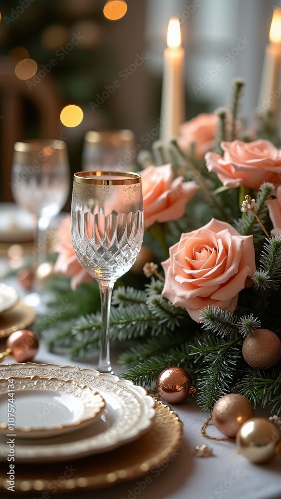 christmas table setting with champagne christmas table setting with champagne