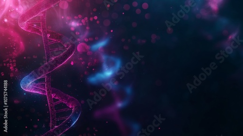 Abstract DNA Spin Microscopic View of Human Genome Structure on Dark Background