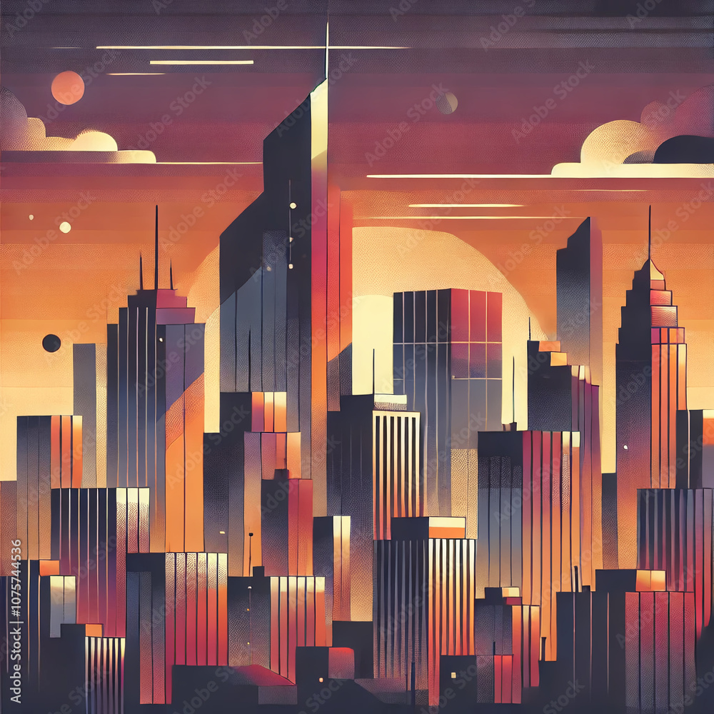 Abstract Urban Cityscape at Dusk Abstract Urban Cityscape at Dusk