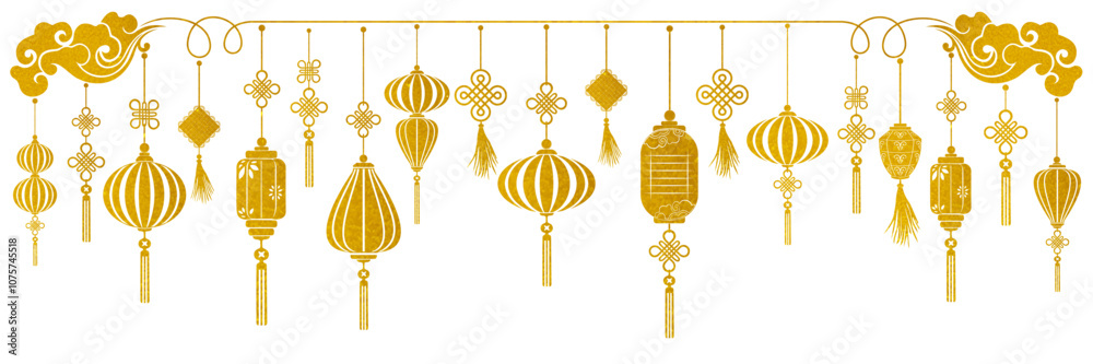 illustration of golden lanterns for Chinese New Year decoration illustration of golden lanterns for Chinese New Year decoration