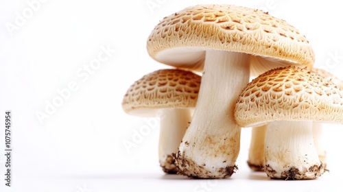 Freshly Harvested Mushrooms Set Against a White Background, Perfect for Culinary Arts