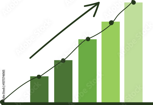 graph with arrow. Growing graph sign. Vector illustration 