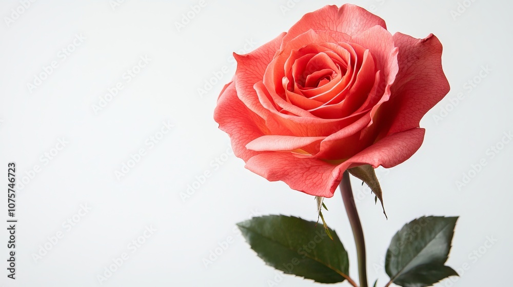 The Beautiful Coral Rose Blooms with Great Elegance Against a Smooth and Serene Background The Beautiful Coral Rose Blooms with Great Elegance Against a Smooth and Serene Background